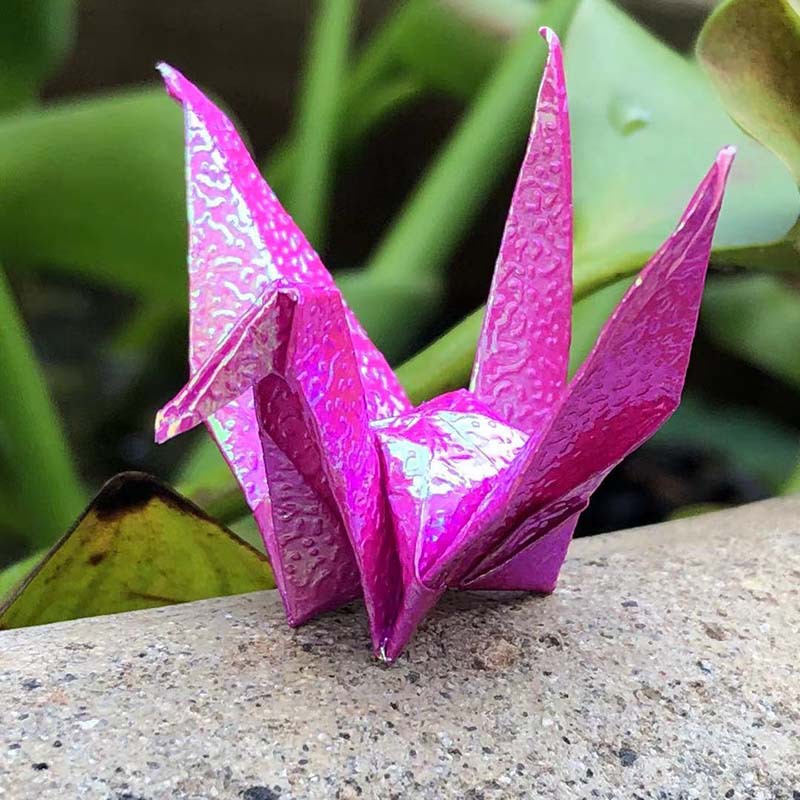 20P Glitter Origami Paper Cranes Folded Paper Cranes Birds DIY Wedding Birthday Party Backdrop Children Home Decoration Supplies: rose red 20pcs