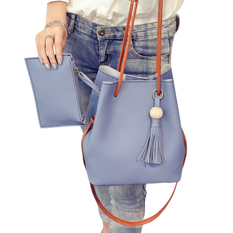 Newly Women Shoulder Bag with Handbag Set Tote Messenger Satchel Crossbody Bags CLA88: Blue