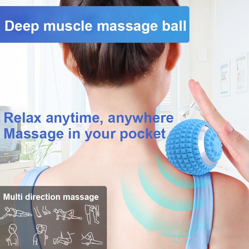 Silicone Massage Ball USB Electric Yoga Ball Deep Muscle Vibration Fitness Ball Adjustable Foot Massage Fascia Ball Relieve Pain