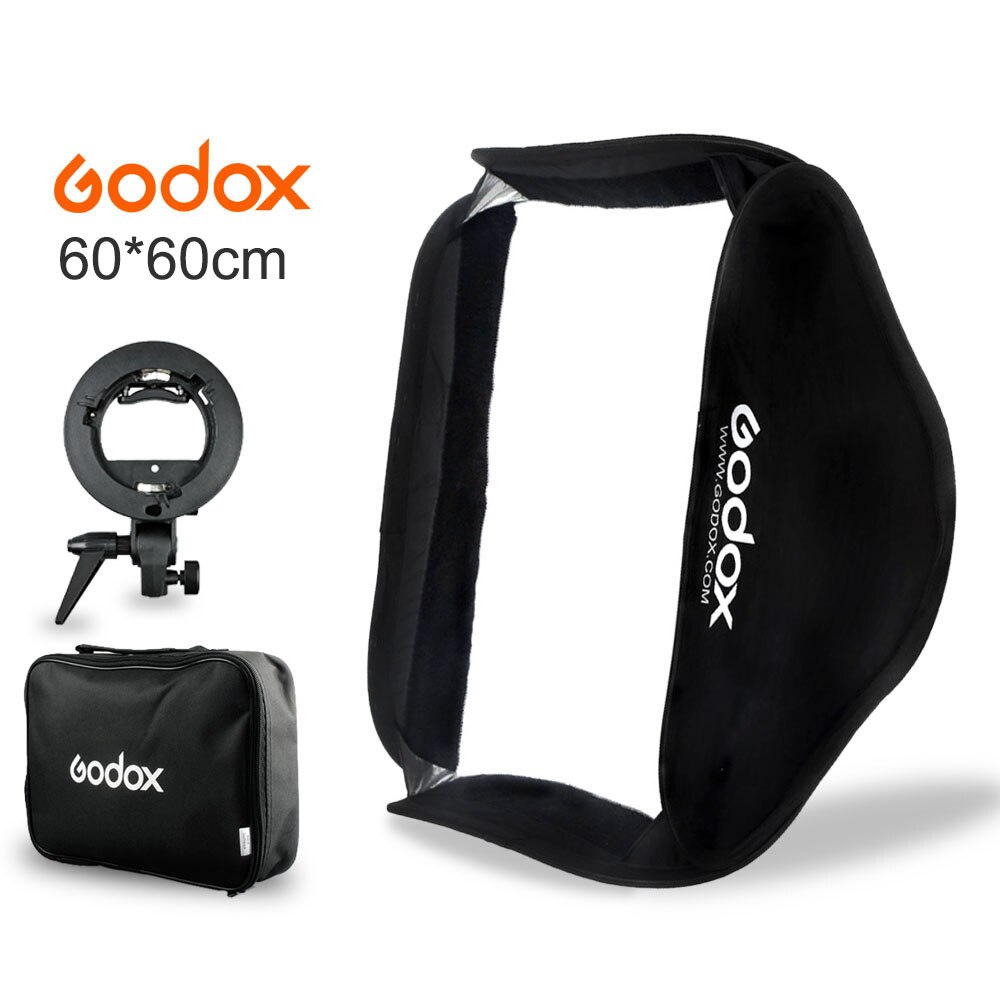 Godox Softbox Kit 60x60 cm 24*24 inch Flash Diffuser + s-type beugel Bowens Houder voor Canon Nikon Speedlite 60*60 cm Zachte doos