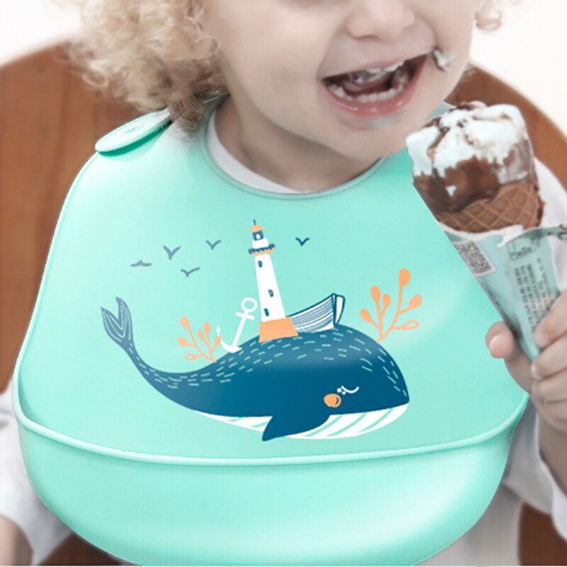 Silicone baby baby eating bib three-dimensional waterproof super soft food rice pocket children's children large saliva pocket