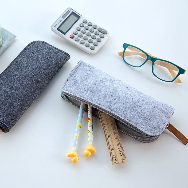 Minimalism Felt Pencil Bag Fabric Pencil Case Stationery Pouch Purse Storage Bag School Supplies Office Supplies Pencil Boxs