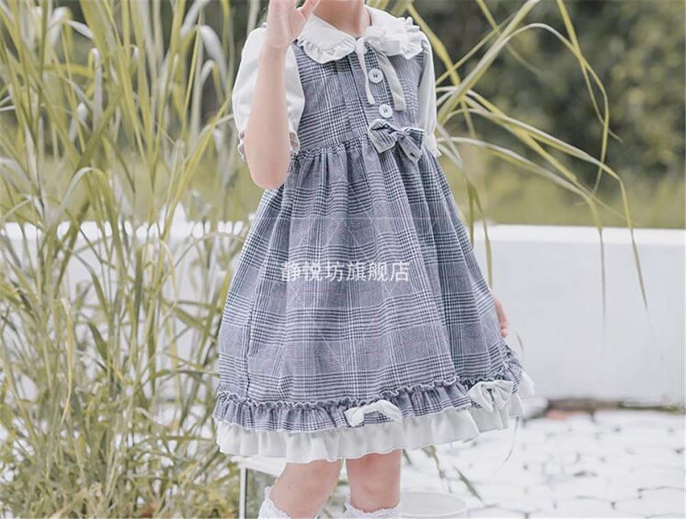 Robe lolita pour filles, tenue vintage, taille haute, avec nœuds, manches courtes/longues, style victorien, kawaii, pour enfants, B817