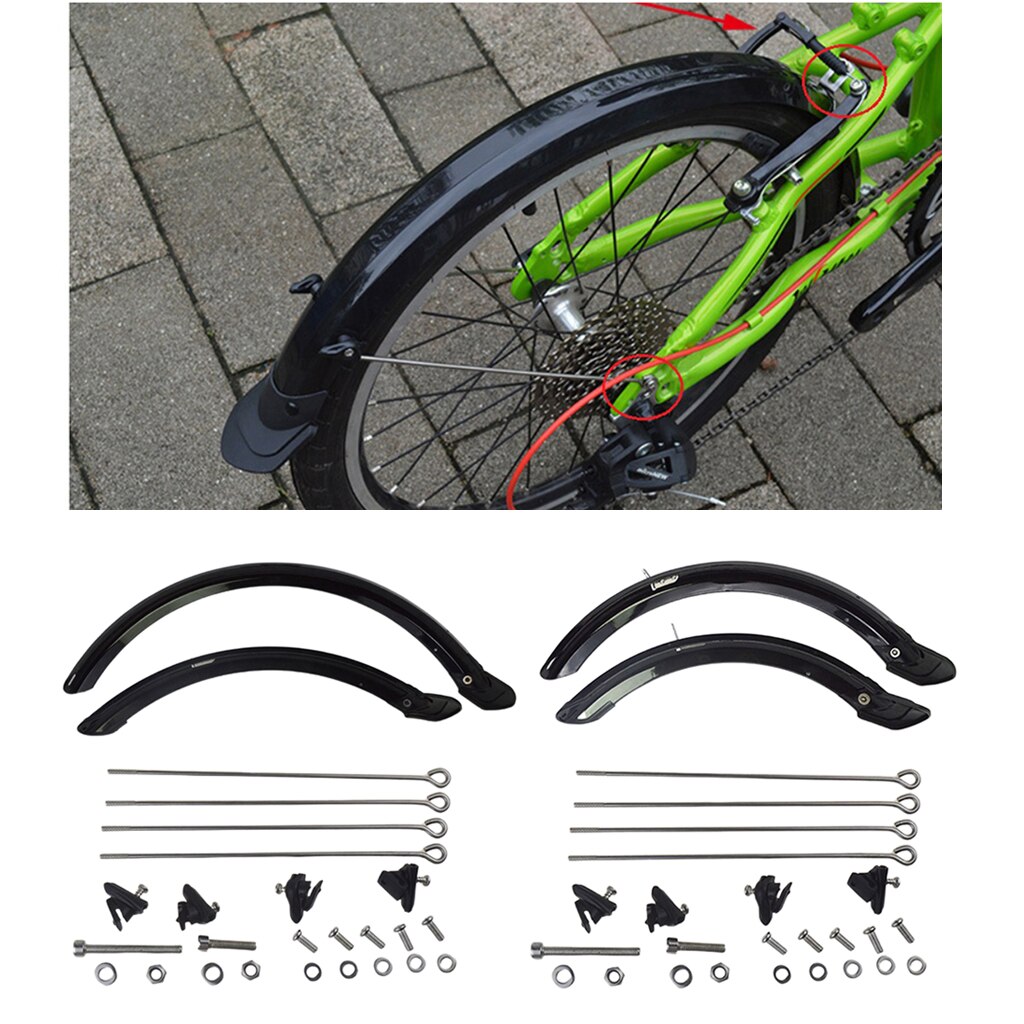 Juego de guardabarros para bicicleta plegable, sistema de frenos en V, 20 y 14 pulgadas