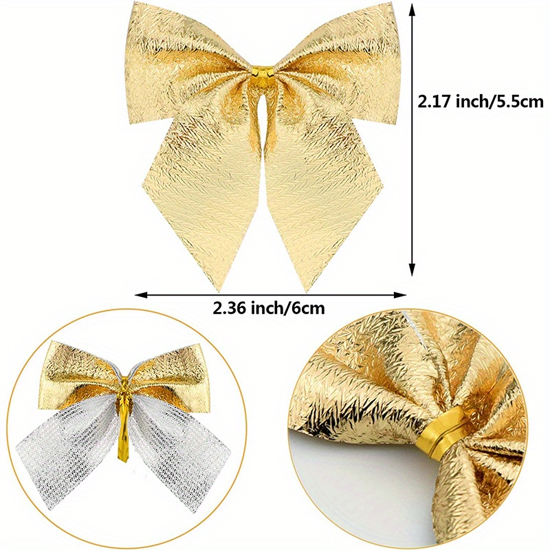 12–60 Stück Mini-Weihnachtsbaum-Band-Schleifen, Ornamente, dekorative Schleifen für Kranzdekoration und Urlaubs-Geschenkverpackungszubehör