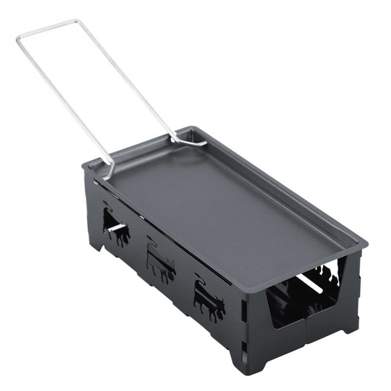 Metalen Koolstofstaal Mini Kaas Raclette Non-stick Coating Kaarsen Verwarmde Bakken Lade Opvouwbare Handvat Met Spatel Cook Set: sliver