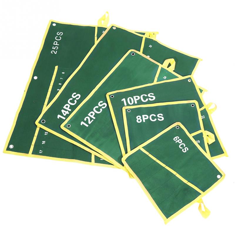 6/8/10/12/14/25 Pockets Spanner Wrench Roll Up Storage Organizer Bag Pouch Double Opening Double Offset Ring Spanner Tool Bag