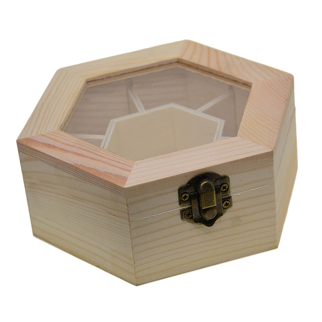 Caja de almacenamiento de joyería de madera Natural lisa, caja con tapa de vidrio y cierre para manualidades DIY, Decoupage, barniz de pintura y tinción