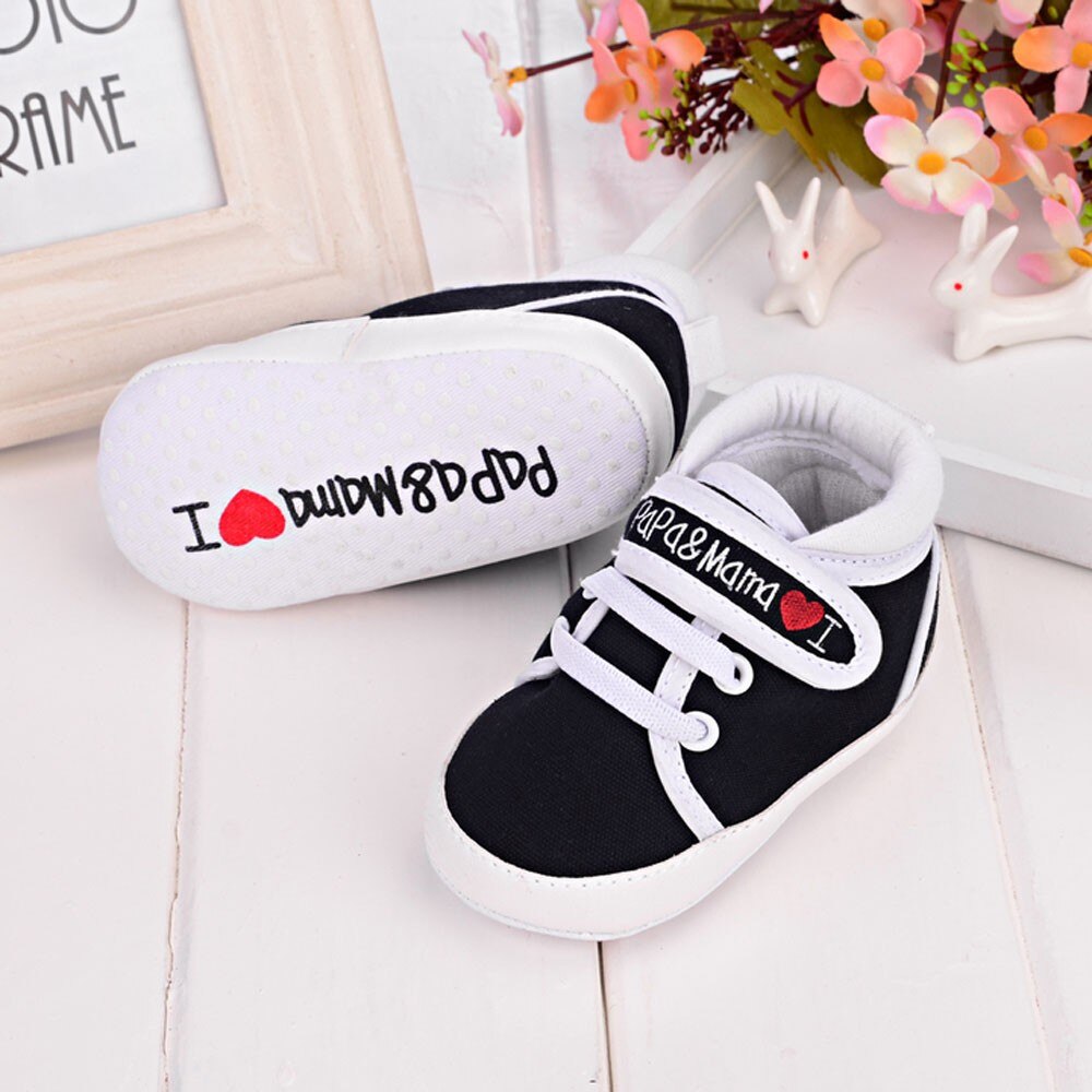 Baby First Walkers Infant Kid Boy Girl Soft Canvas I Love Papa & Mama Letters Printed Toddler Shoes Infant First Walkers Shoes
