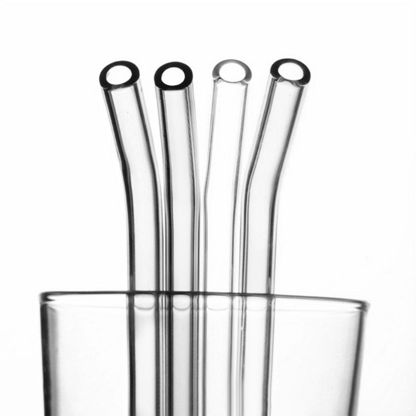 20cm Reusable Glass Straws Heat Resistant Straight Bent Straw Transparent Glass Straws for Party Milkshakes Teas Cocktail Juice
