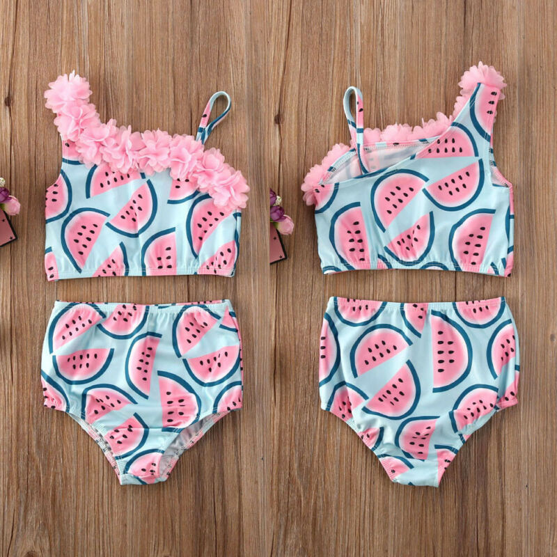 CANIS, bañador de verano para niños pequeños, niñas, sandía, Patchwork de flores, trajes de baño, traje de baño, bikini