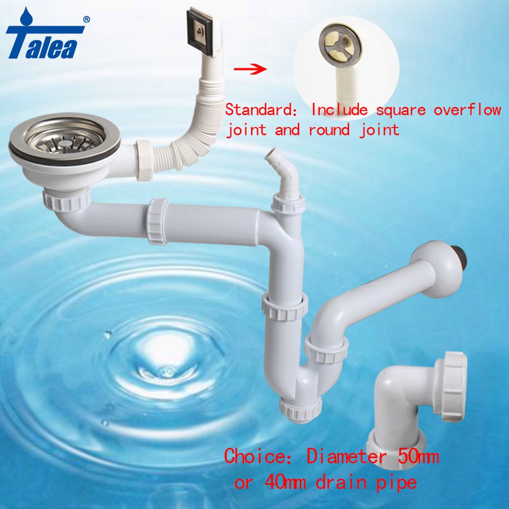 Talea 114 & 110mm Gootsteen zeef Mand Afvoer Set met Afvoerpijpen in de muur Basin Pop Up drain Zeef met overloop