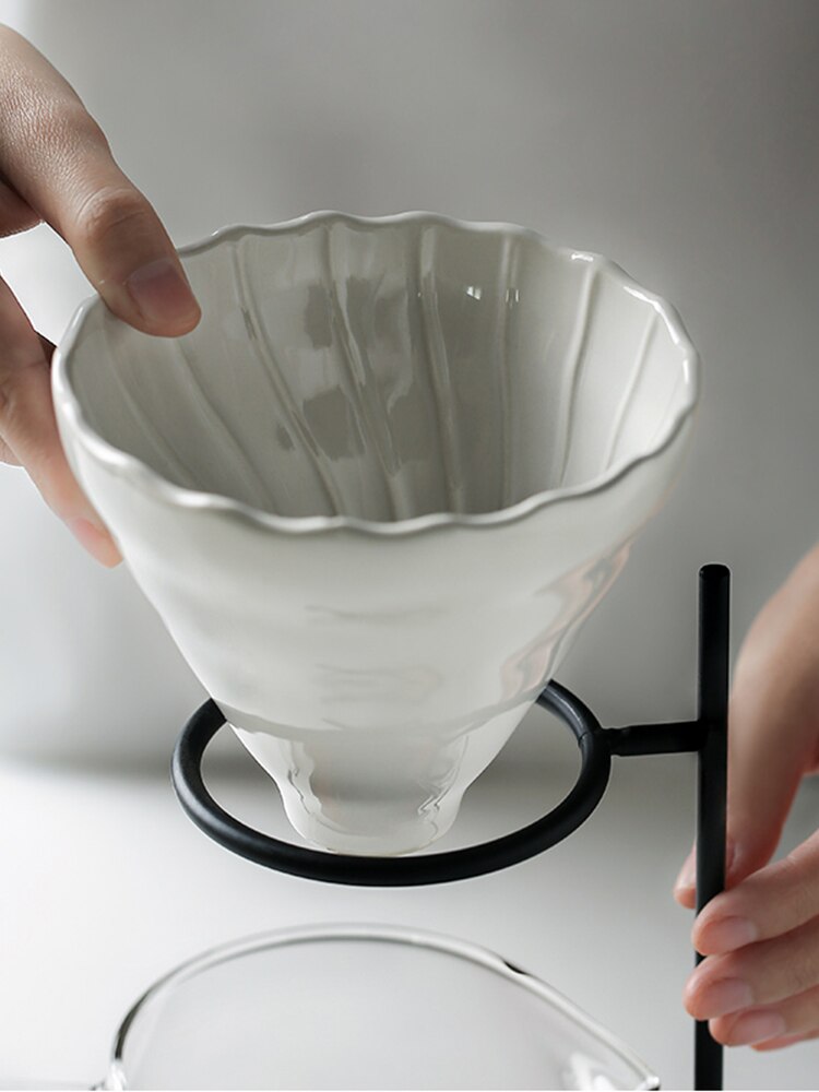 V60 espresso kaffefilter genanvendeligt keramik kaffedrypper tragt dryp kaffemaskine med holder kaffegrej kaffetilbehør