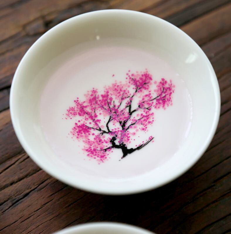 Japanese Magic Sakura Cup Cold Temperature Color Changing Flower display Sake Cup Ceramic Kung fu Tea Cup Tea Bowl: cold-change 2