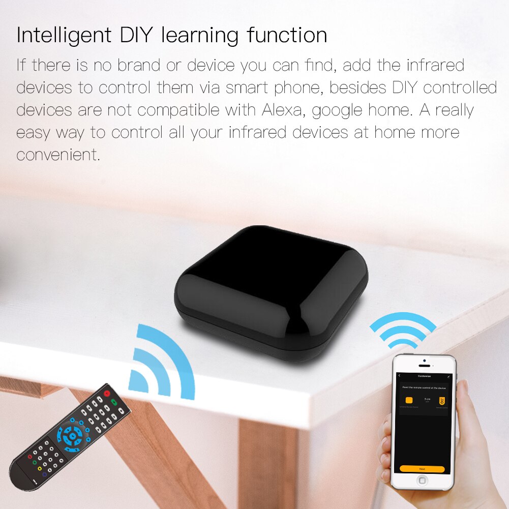 Wifi smart ir trådløs infrarød fjernbetjening tv air condition sat by smart life / tuya app, fungerer med alexa echo google home