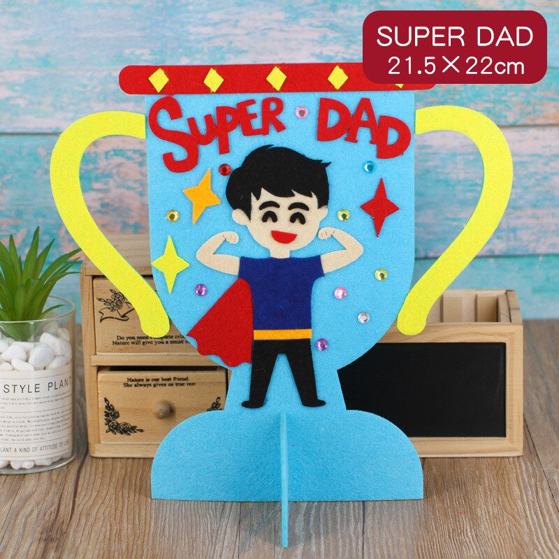 Trofeo papà Non tessuto fai-da-te regali fatti a mano per la festa del papà artigianato asilo giocattoli artigianali premio papà: 1 pcs Super Dad