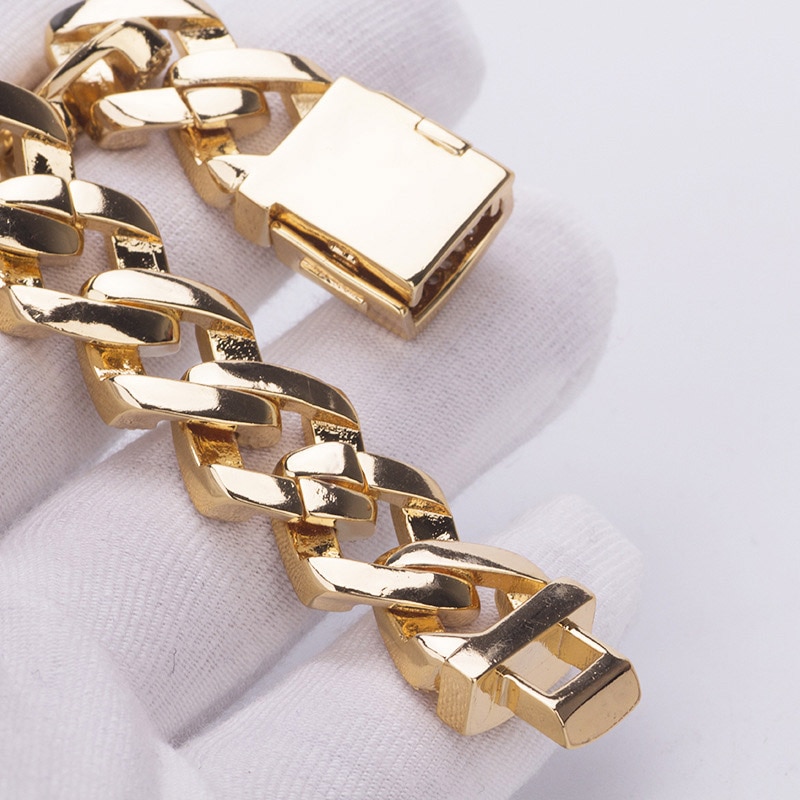 14mm Hip Hop AAA CZ Zircon pierre pavé Bling glacé carré bordure cubaine Miami lien chaîne Bracelet Bracelet pour hommes rappeur bijoux