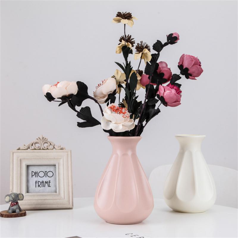 Blomstervase hvid imiteret keramisk urtepotte dekoration hjemme plast vase