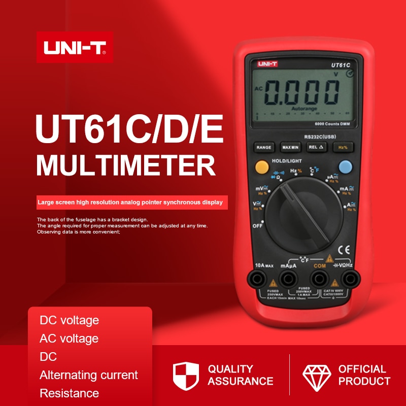 Uni-t  ut61e digital multimeter sand rms peak meter pc tilslut ac dc spænding relativ tilstand 22000 tæller data hold auto rækkevidde