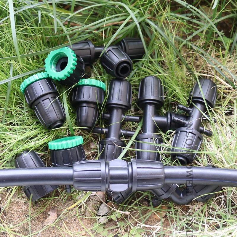 2 stuks 16mm irrigatie pe buisconnectoren borgmoeren tuinwaterconnector landbouwbewateringsbuis slangkoppelingen buisverbindingen