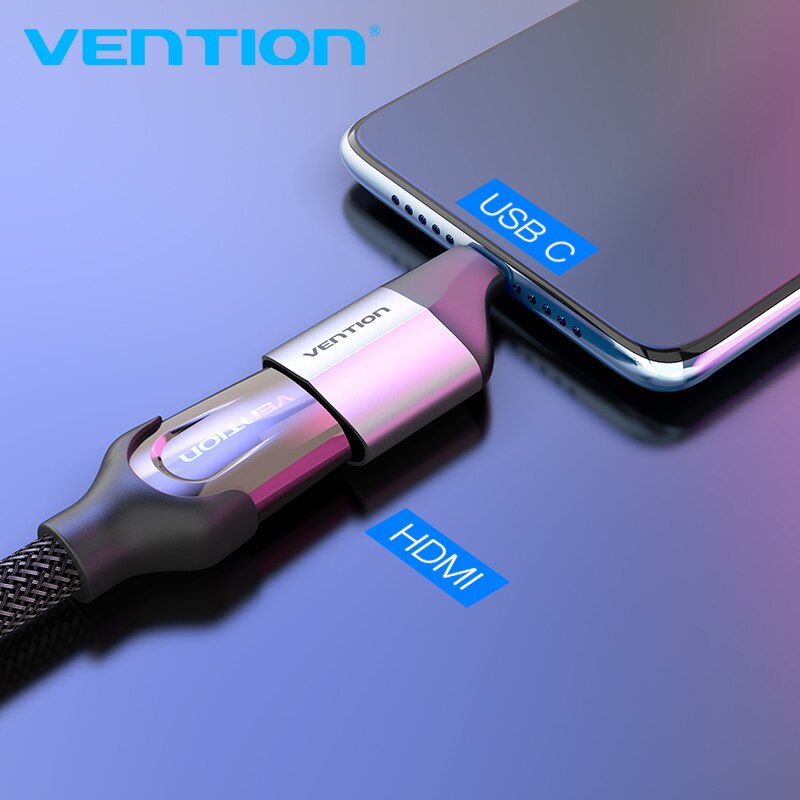 Vention-Adaptador USB C a HDMI, tipo C, 4K 2,0, convertidor para MacBook, Samsung S10/S9, Huawei P40, Xiaomi tipo C a HDMI 1,4