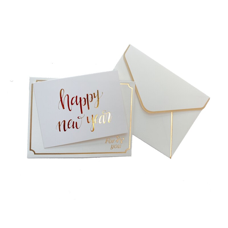 1Set Bronzing Ironing envelope with card MINI White cards wedding happy birthday Invitation 80*60MM: New year