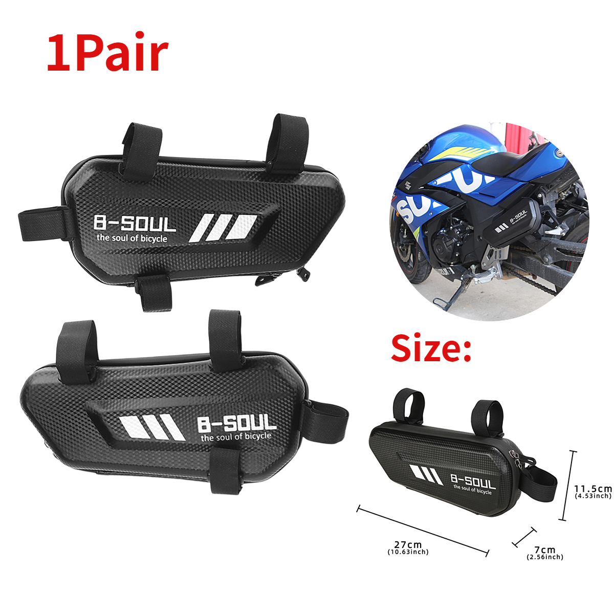 Motorfiets Zijtassen Waterdichte Eva Hard Shell Elektrische Fiets Opknoping Tas Mountainbike Driehoek Tas Motorfiets Zadeltas