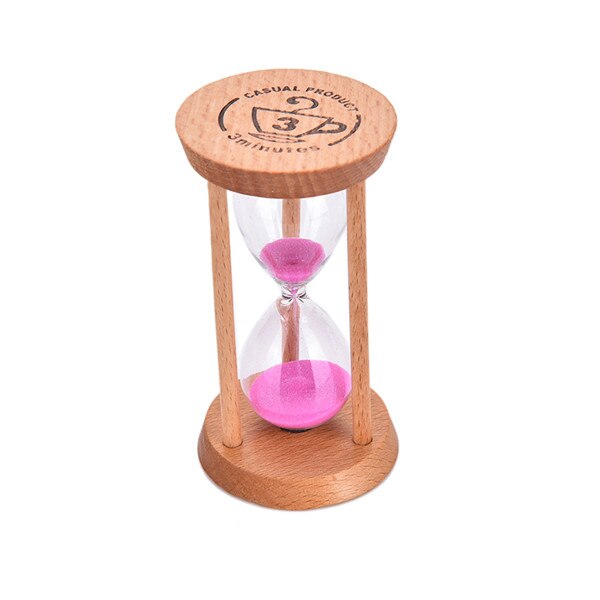 3 Mins Glass&Wood Sand Clock Frame Sandglass Hourglass For Living Room Room Classroom Handmade Home Kitchen Timer: pink