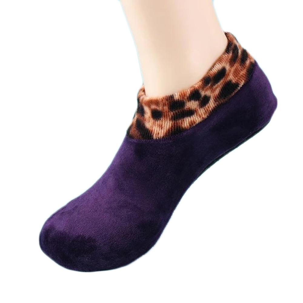 Calcetines Mujer Invierno frauen Winter warm Leopard Bett Nicht Schlupf Startseite Innen Nicht-Unterhose Thermische Socken calzini Donna: E