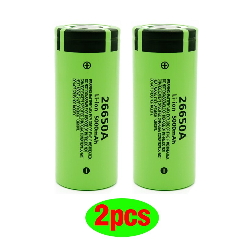 26650 Batterij 5000 Mah Li-Ion Oplaadbare Batterij Led Zaklamp Zaklamp Li-Ion Batterij Accumulator Batterij: 2pcs