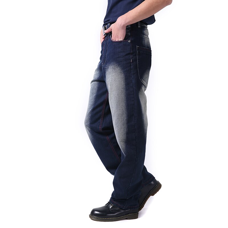 Cool hip hop herrejeans plus størrelse 30-46 syrevasket vintage retro falmet farve løs pasform baggy denimbukser til hipster