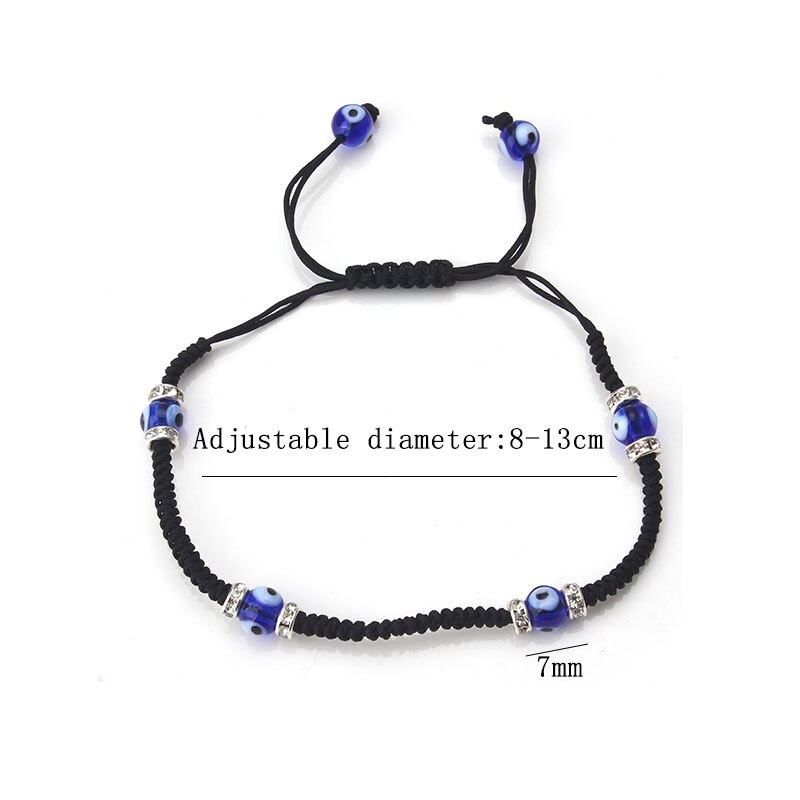 Evil Eye 1Pc Gevlochten Zwart Armband Ronde Trendy Evil Eye Charm Armband Voor Vrouw Man Verjaardag