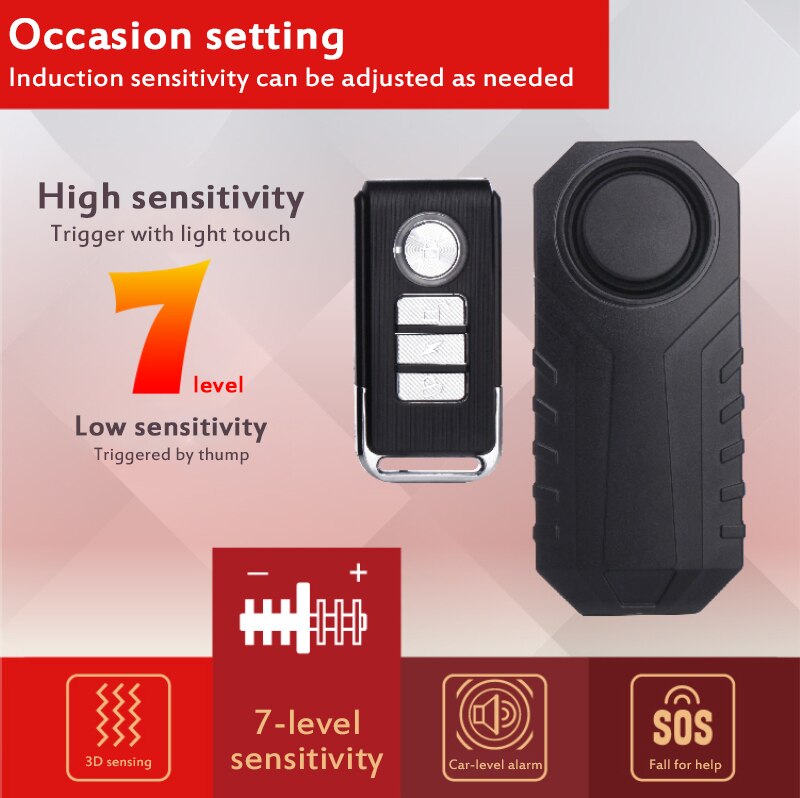 113dB Loud Wireless Bicycle Anti-theft Alarm Waterproof Remote Control Bike Motorcycle Electric Vehicle Warning Alarm Sensor