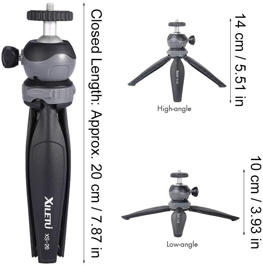 XILETU XS-20 Mini Schreibtisch wenig Telefon Stehen Tabletop Stativ für Vlog Spiegellose Kamera Clever telefon mit Abnehmbare Ball kopf