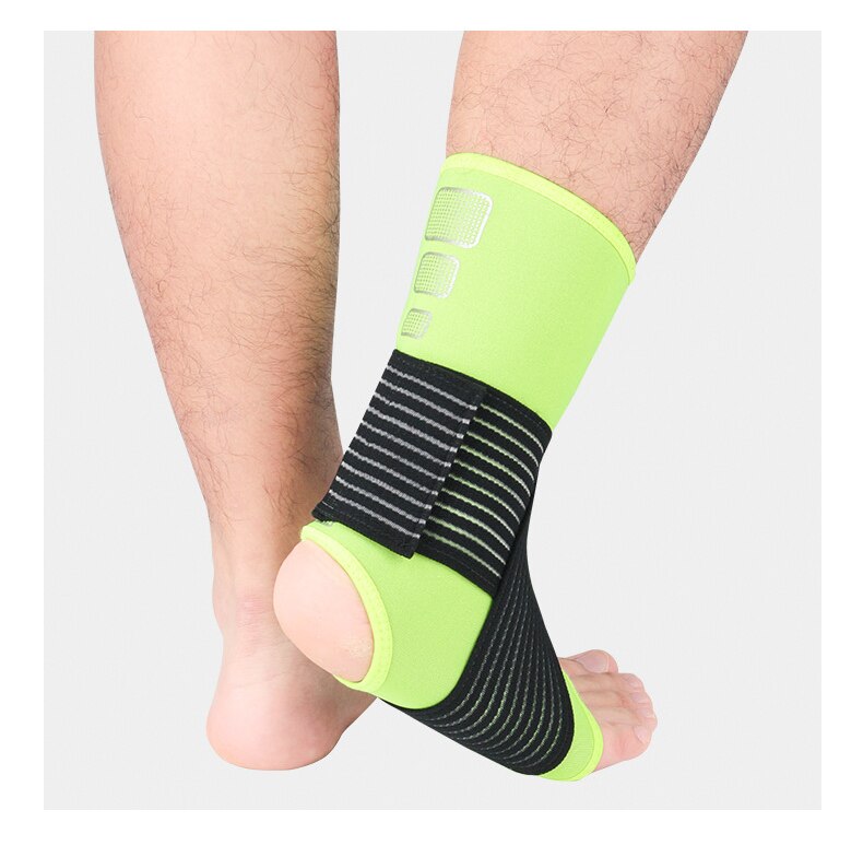 1pcs Elastic Ankle Support Brace for Basketball Sprain Prevention Adjustable Sports Compression Bandage Ankle Guard: Green / XL