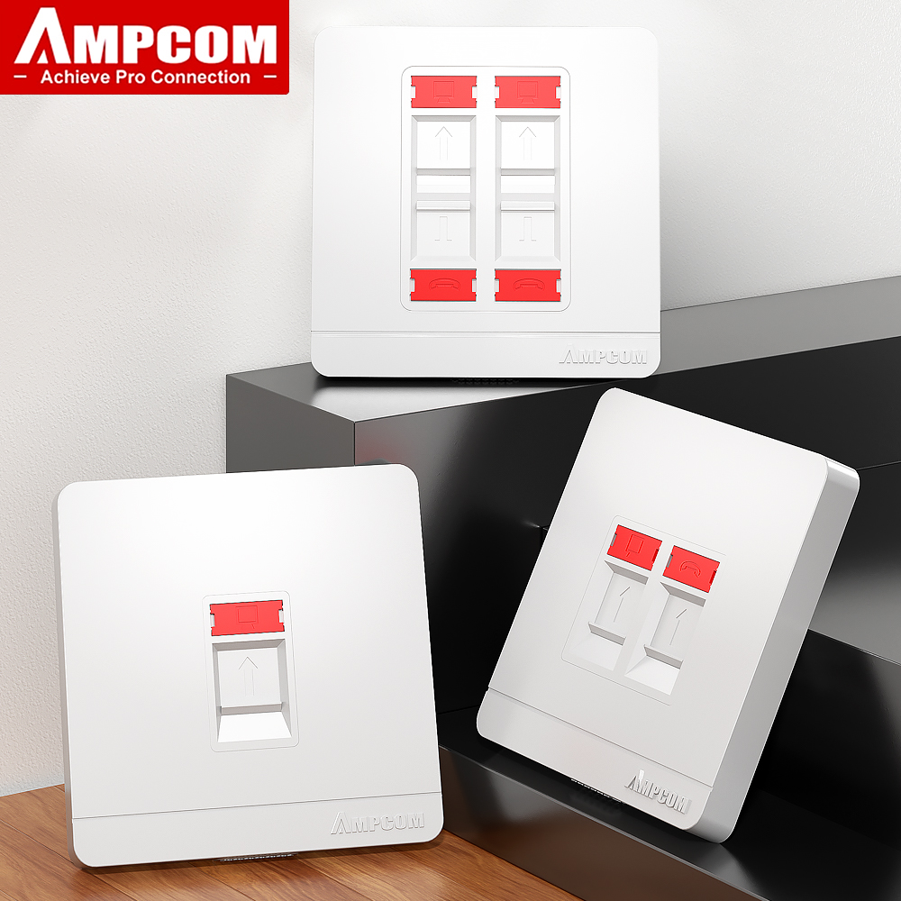 AMPCOM RJ11 RJ45 Płyta czołowa Gniazdo ścienne Płyta czołowa Płyta czołowa 1-portowy 2-portowy 4-portowy sieciowy panel montażowy gniazda telefonicznego