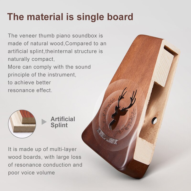 Kalimba-Piano de pulgar de 17 teclas, instrumento Musical, caja de música creativa, hecho con un solo tablero, madera Mbira de