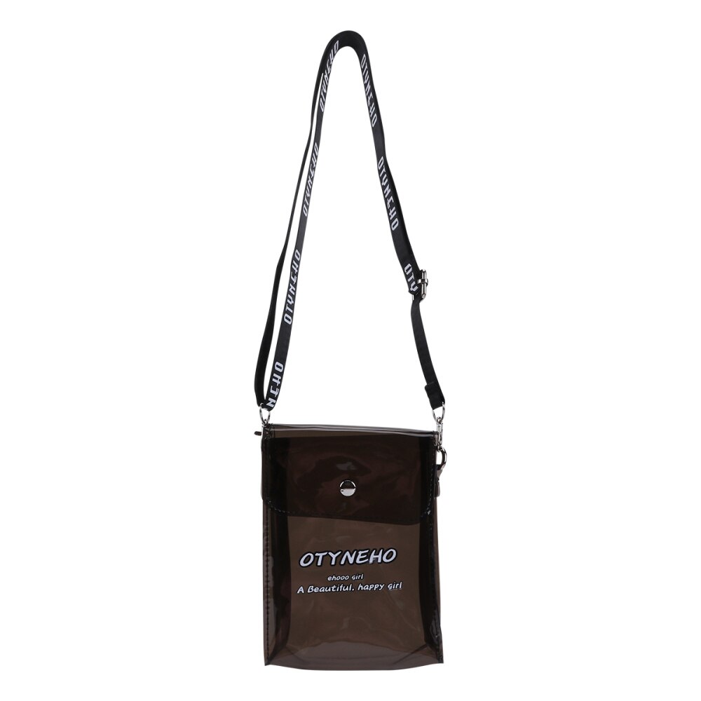 PVC Transparent Mini Cross-Body Mobile Phone Bag Colorful Jelly Bag for Women Lady Girl (Black)