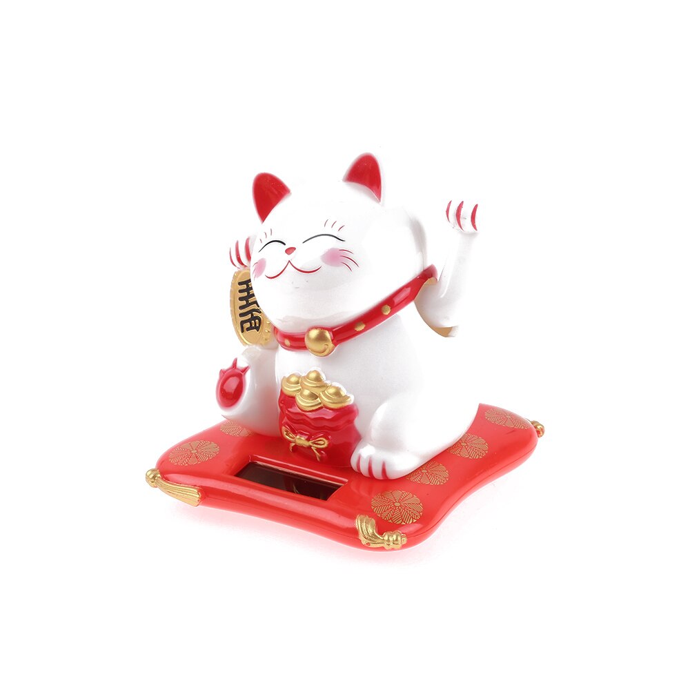 1 Pc Fortuin Katten Zonne-energie Maneki Gastvrij Lucky Wenken Poot-Zwaaien Home Office Restaurant Decor Ambachten: WHITE