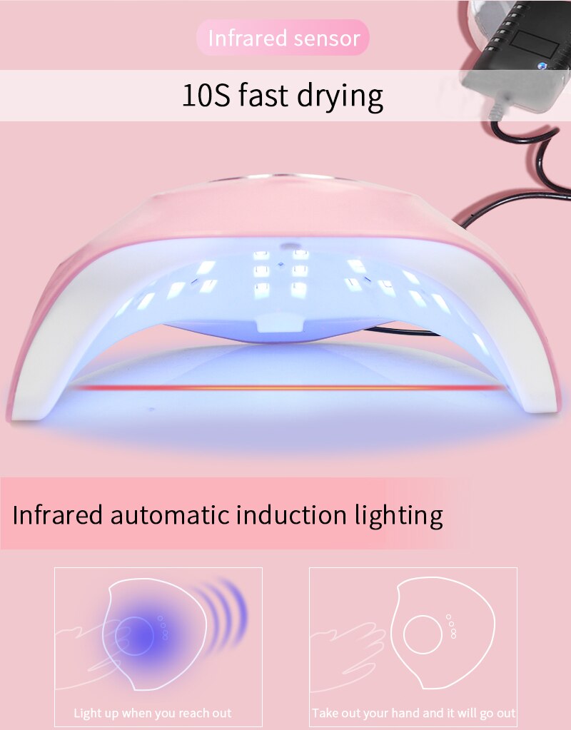 Lysterapi neglelampe 180w fire-trins intelligent induct uv gel negletørrere plejesalon fast forlængelse neglelak bagelampe