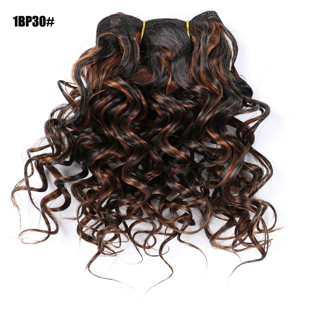 3Pcs/Lot Hair Weaving Afro Kinky Curly Hair Extensions For Women Synthetic High Temperature Fibre Ombre Crochet Hair Color: 1BP30