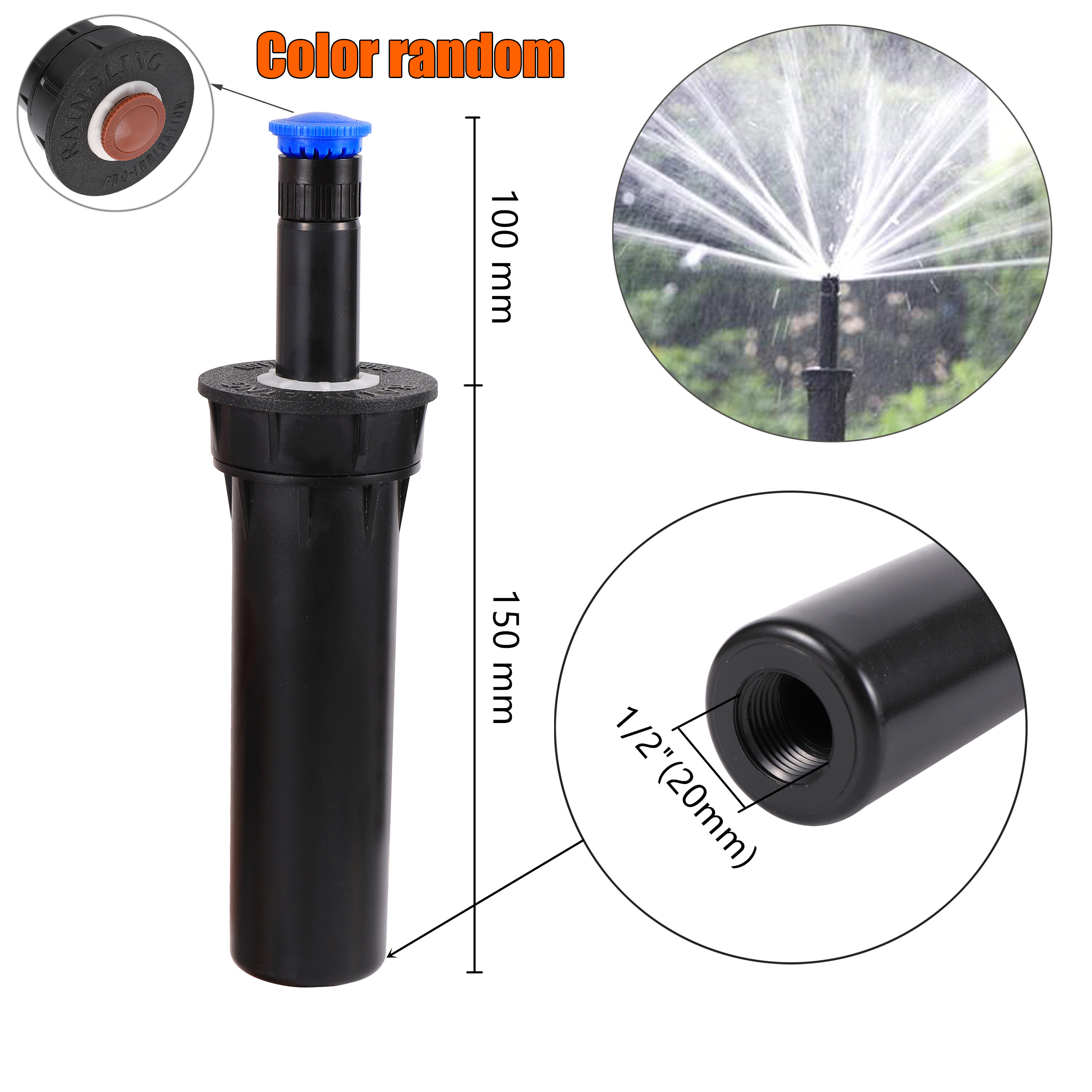1/2 "Binnendraad Automatische Intrekbare Verneveling Sprinkler Gazon Turf Irrigatie Tool Tuinieren Begraven Pop-Up Watering Sprinkler: Light Grey
