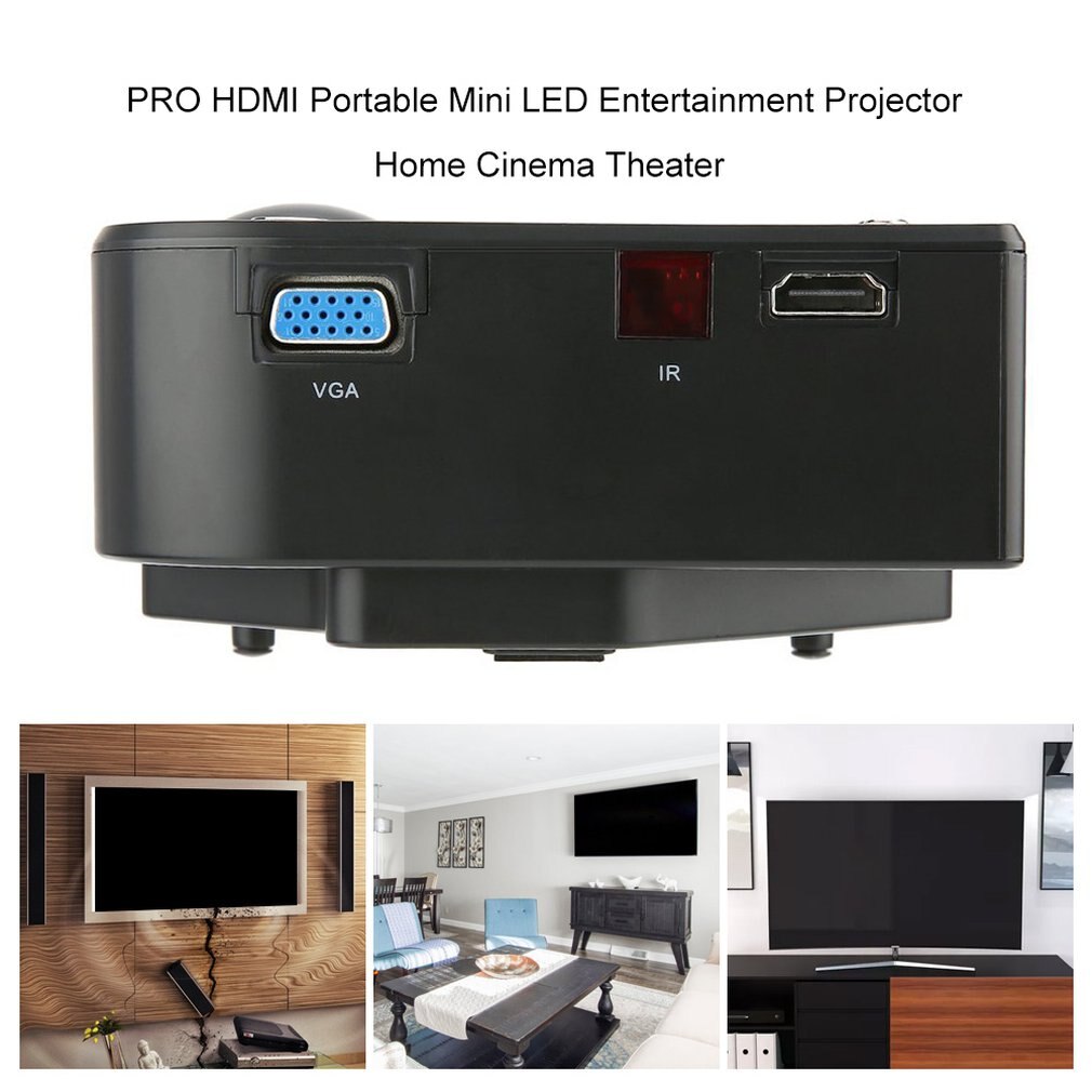 US Plug LED Projector Home Cinema Theater Portable UC28 PRO HDMI Mini VGA/USB/SD/AV/HDMI Digital LED LCD Projector