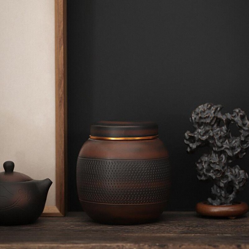 PINNY Purple Pottery Tea Jar Retro Ceramic Storage Containers Chinese Kung Fu Tea Accessories