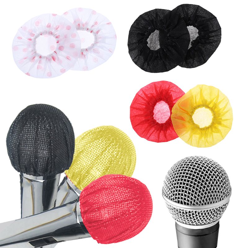 50Pair Disposable Non-woven Microphone Cover Removal Windscreen Protective Mic Cap Pad for KTV Karaoke Supplies