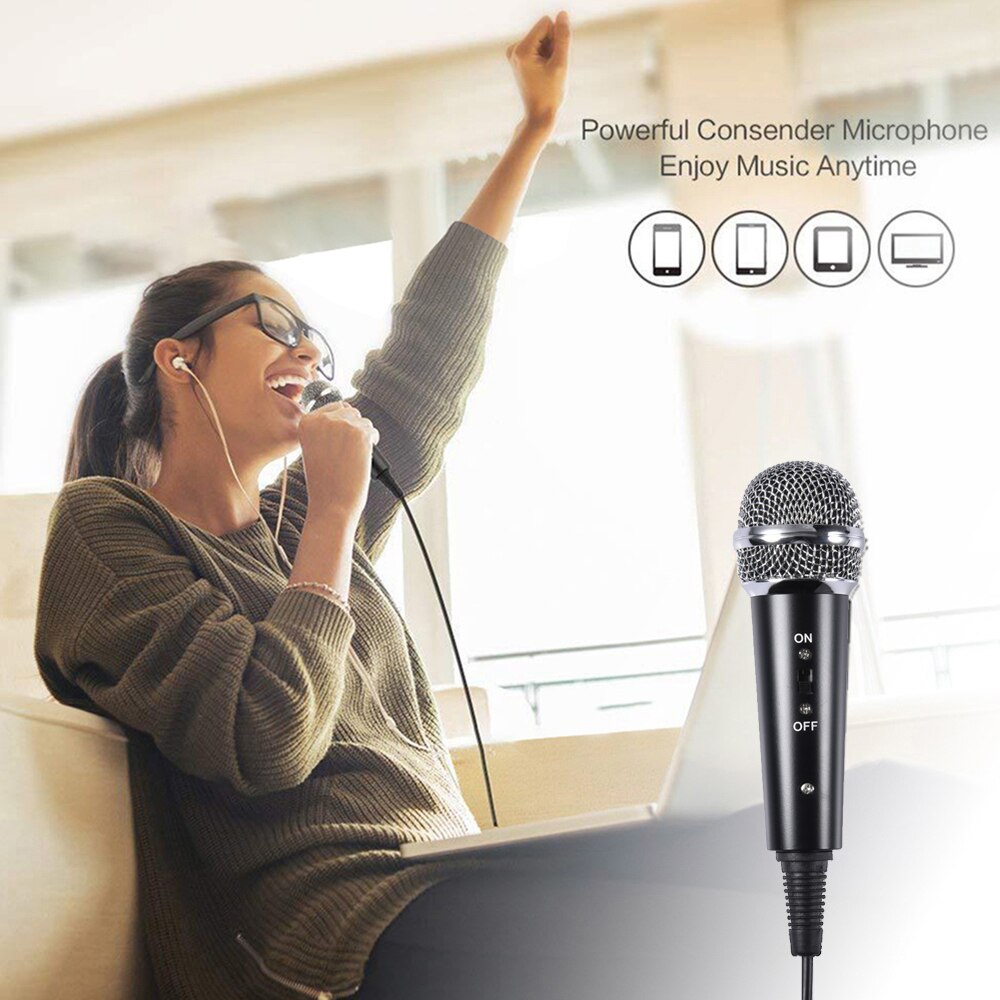 3.5 mm jack mikrofon kondensor för dator med stativ för android telefon pc multi-mikrofon sjunga inspelning ktv karaoke mic
