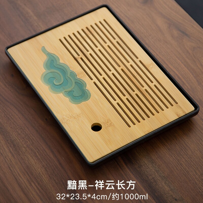 Tea Set Tray Set Japanese Dry Tea Tray Simple Home Office Bamboo Water Storage Melamine Tea Table Desktop Decoration: F