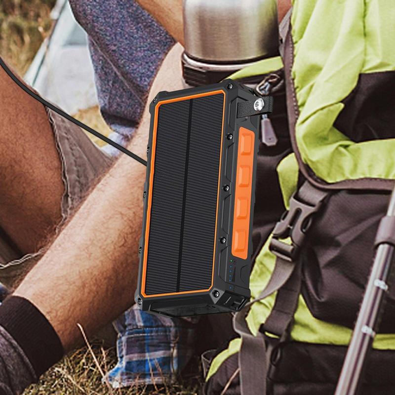 Zonnelader Power Bank Handbediende powerbank met LED-licht Opvouwbare draadloze powerbank Ingebouwde SOS-alarmfunctie en