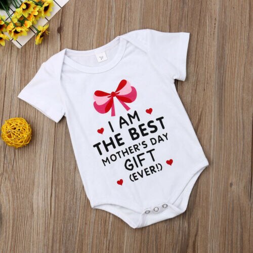 Newborn Baby Girls Boys MOTHER’S DAY Romper Short Sleeve Playsuit Clothes