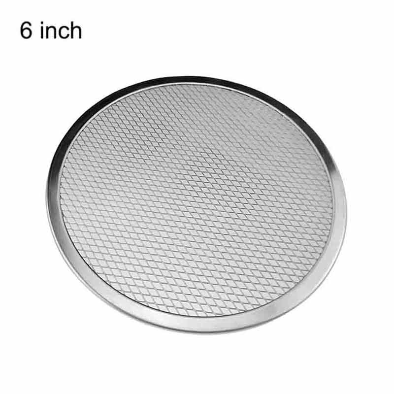 Pizzazeef pan bakplaat metalen net 6 inch -14 inch naadloos aluminium net bakgerei keukengereedschap pizza accessoires: 6 inch